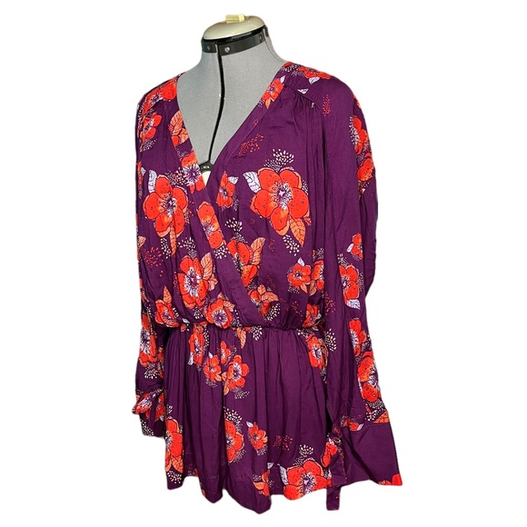 FREE People Tuscan Dream Tunic Floral Long Sleeve With Elastic Waistband Size S - Picture 5 of 11